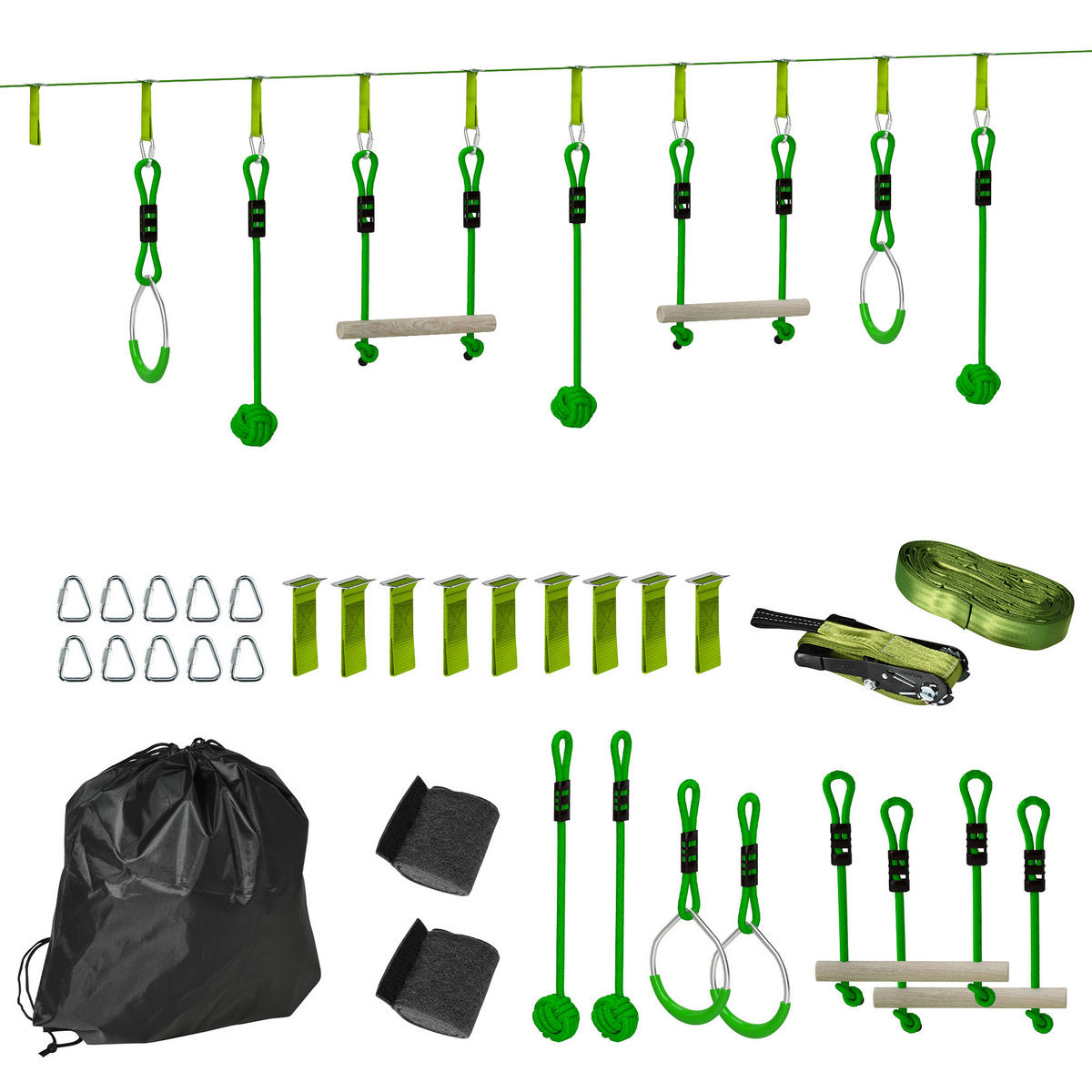 KINDER-KLETTERSEIL-SET, Grün, Kunststoff, Polyester - Grün, Kunststoff (5/1000cm) - AIYAPLAY
