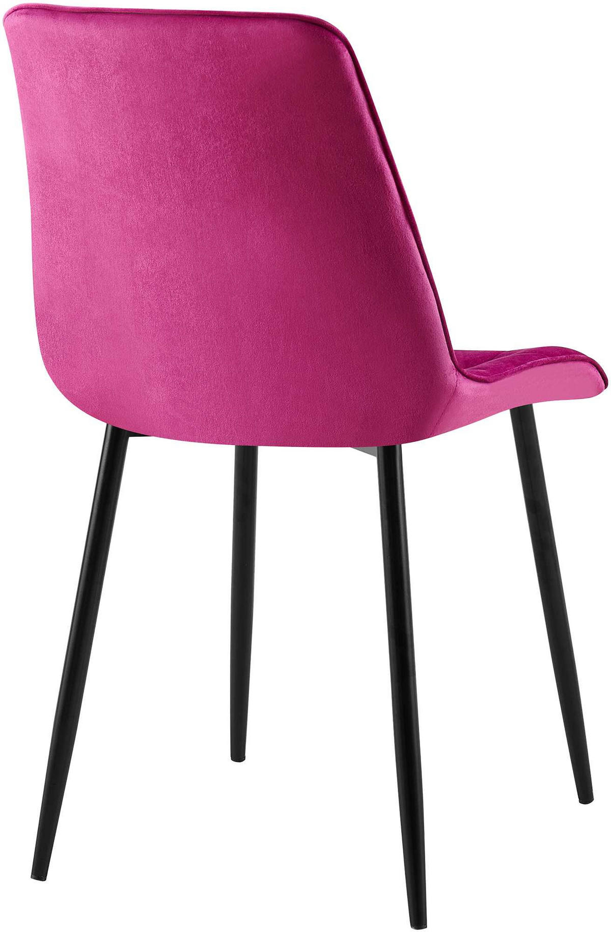 STUHL 2er Set Samt Lila - Lila/Schwarz, Textil/Metall (47/89/61cm) - CLP