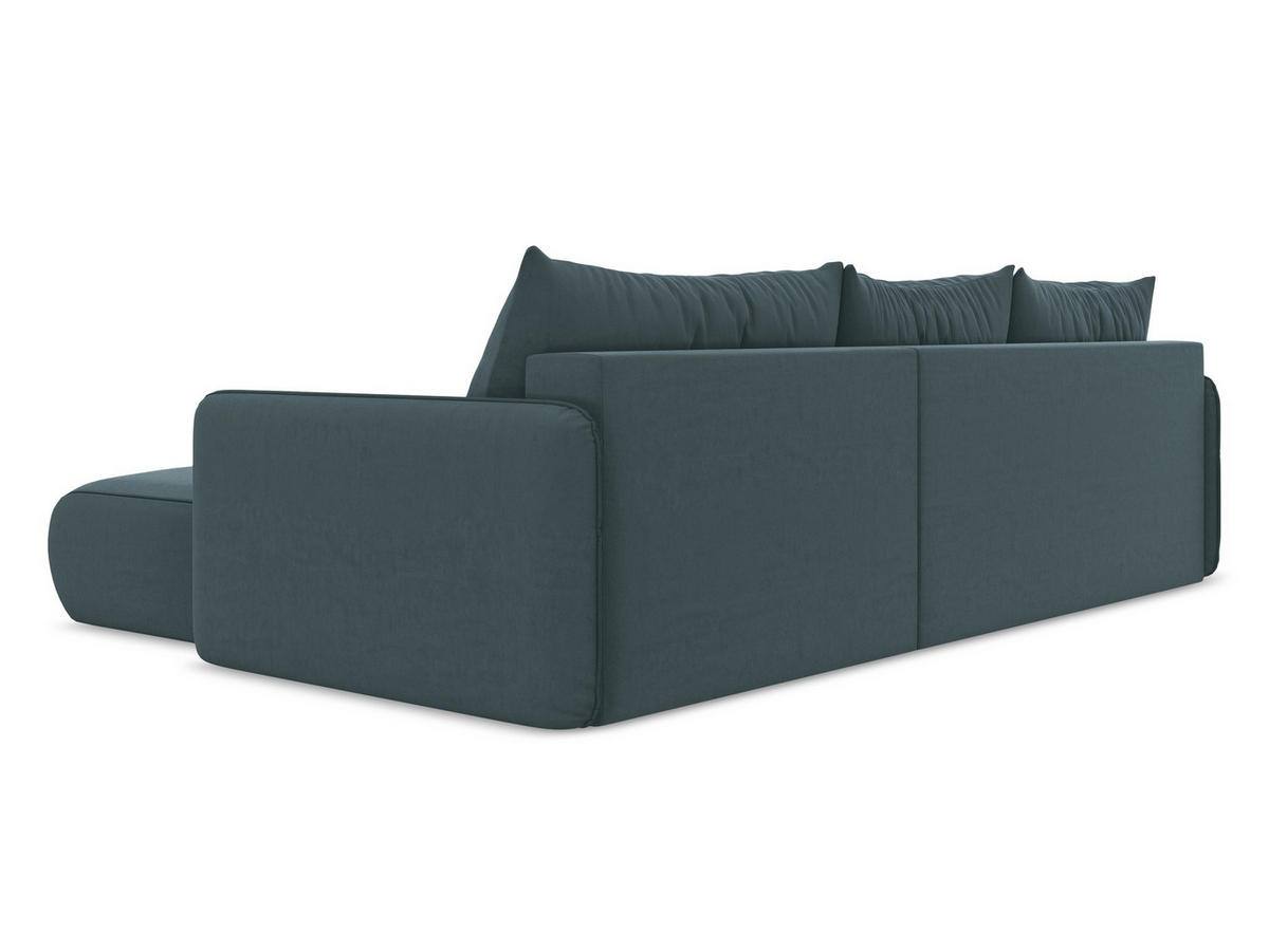ECKSOFA mit Schlaffunktion Samt Stoff Blau - Blau/Petrol, Kunststoff/Textil (240/148cm) - Makamii