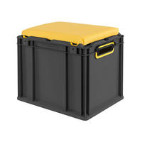 EUROBOX NextGen Seat Box Gelb, HxBxT 36,5x30x40cm, 30 Liter, Griffe offen, Schwarz - Schwarz, Kunststoff (30/36.5/40cm) - PROREGAL