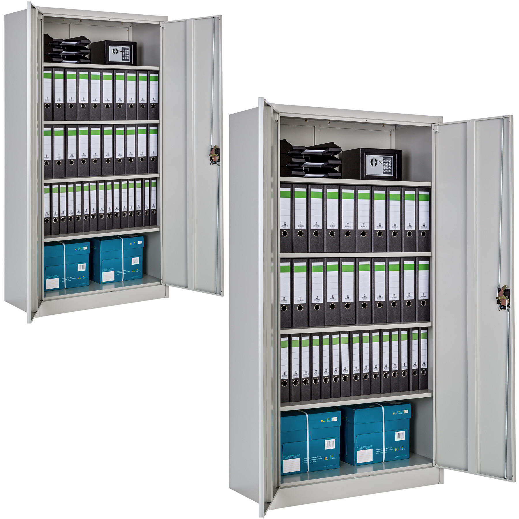tectake Aktenschrank Grau 90x180x40 cm