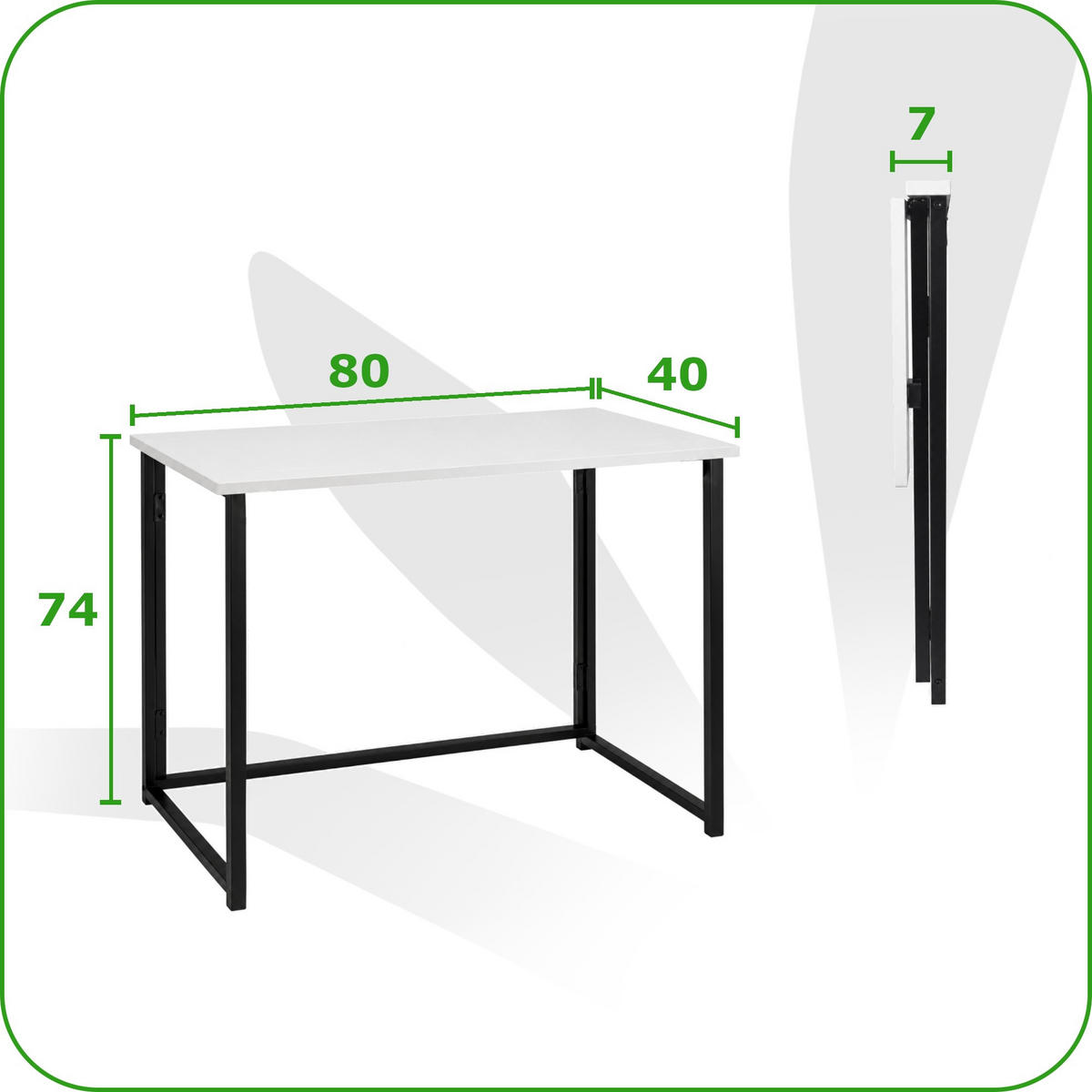 KLAPPSCHREIBTISCH MDF Metall Weiß Schwarz 80 x 40 x 74 cm platzsparend - Schwarz/Weiß, Holzwerkstoff/Metall (40/80/74cm) - Begryf