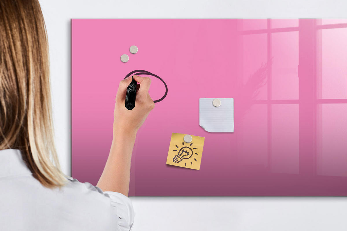 MAGNETTAFEL 120x60 Rosa schwarzer Marker - Pink, Glas (120/0.4/60cm) - TULUP