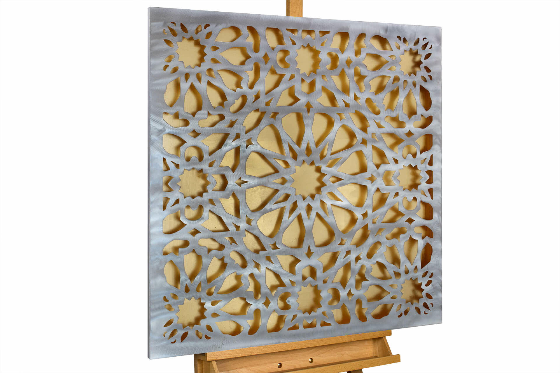 METALLBILD Gold 80/80 cm - Silberfarben/Goldfarben, Metall (3/80cm) - KUNSTLOFT
