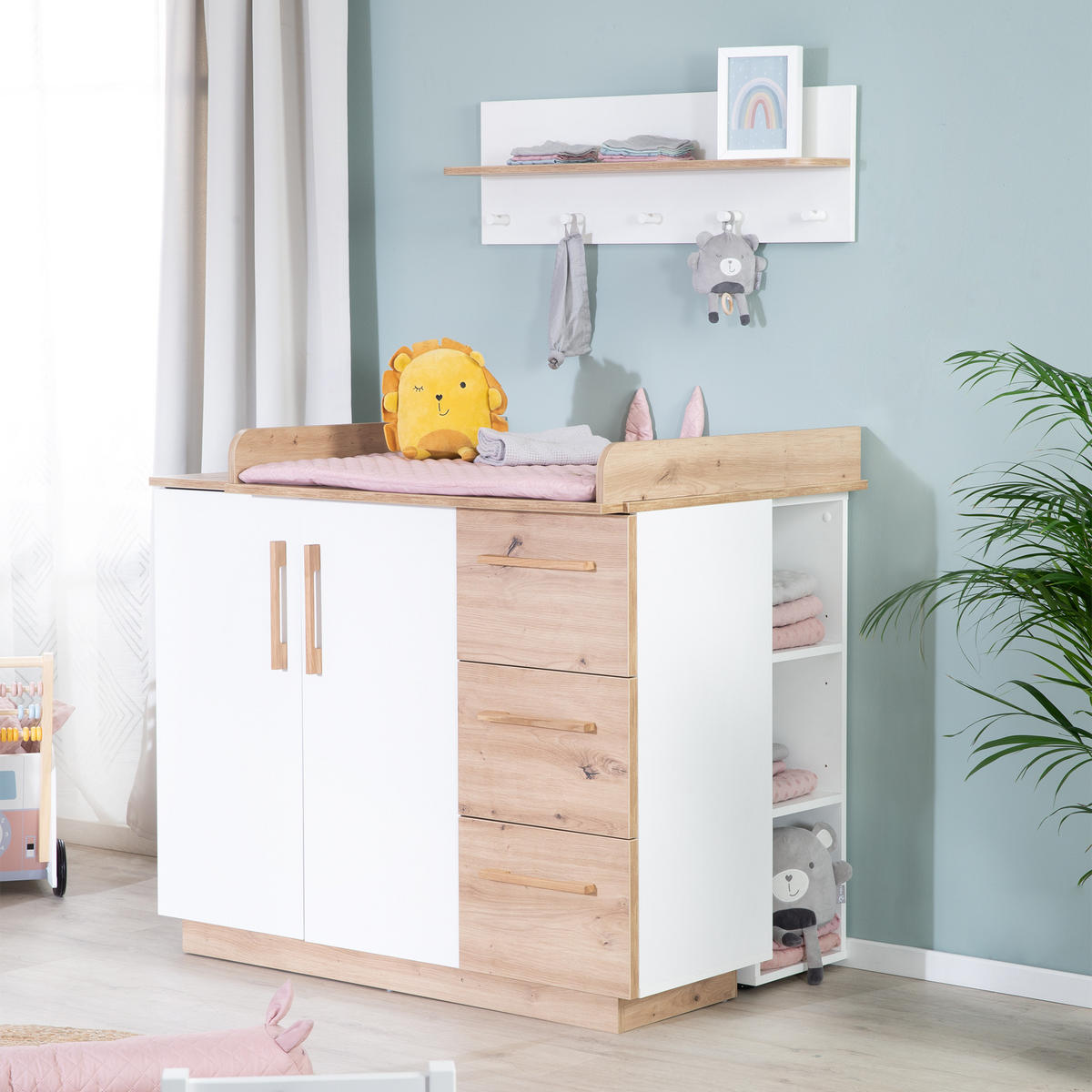 WICKELKOMMODE Lion - Weiß, Holz/Holzwerkstoff (117.5/103/79cm) - Roba