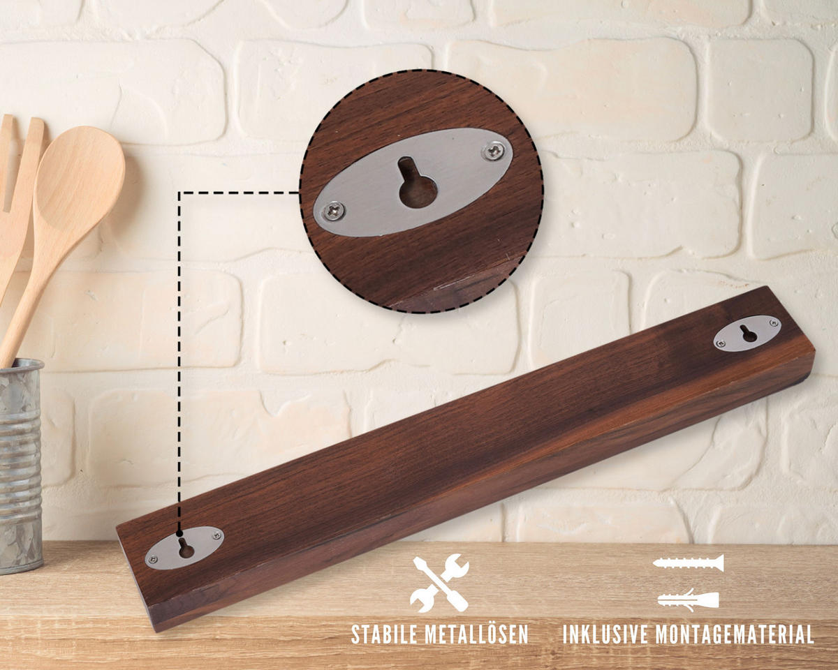 MAGNETLEISTE 50 cm - Nussbaumfarben, Holz (50/3.5/7cm) - Zayiko