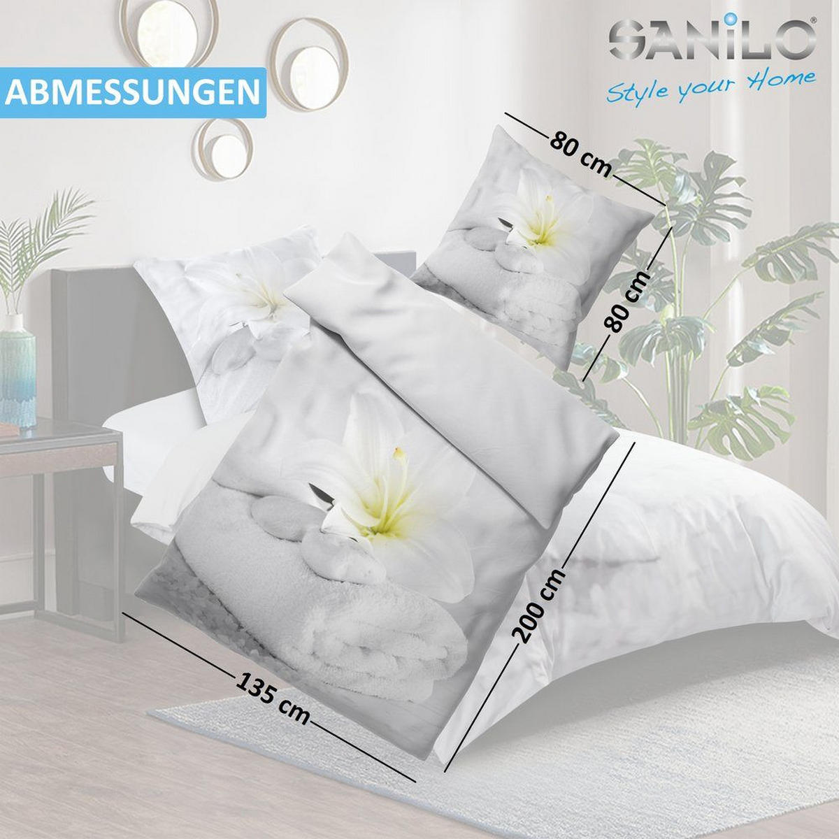 BETTWÄSCHE 4-teilig Good Feeling - Grau, Naturmaterialien (135/200cm) - Sanilo