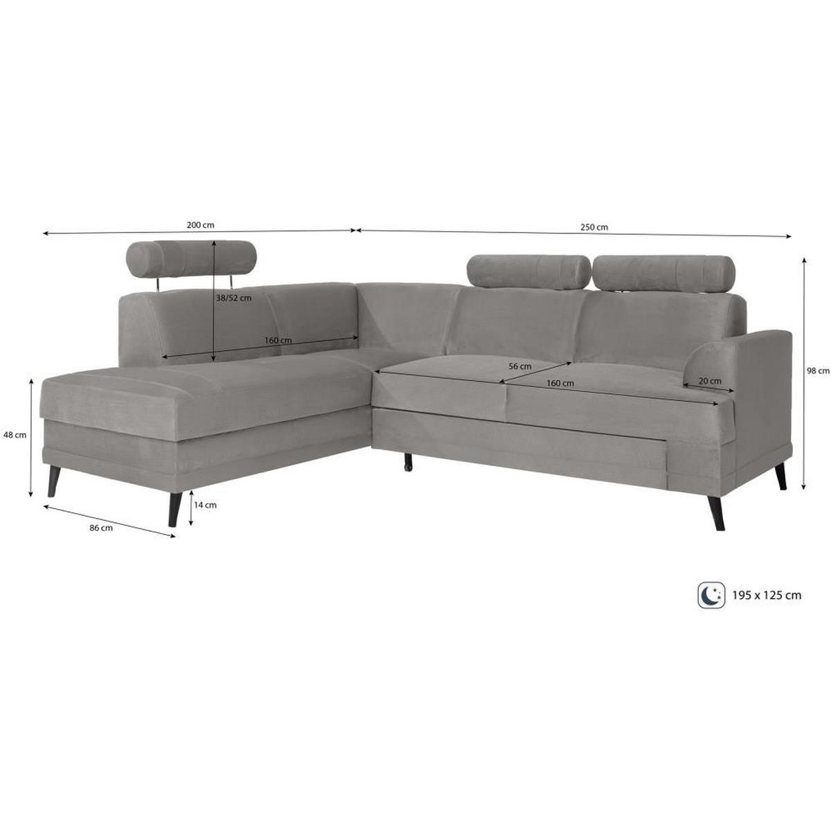 ECKSCHLAFSOFA Kordian rechts hellbeige - Beige, Textil (250/200cm) - Beautysofa