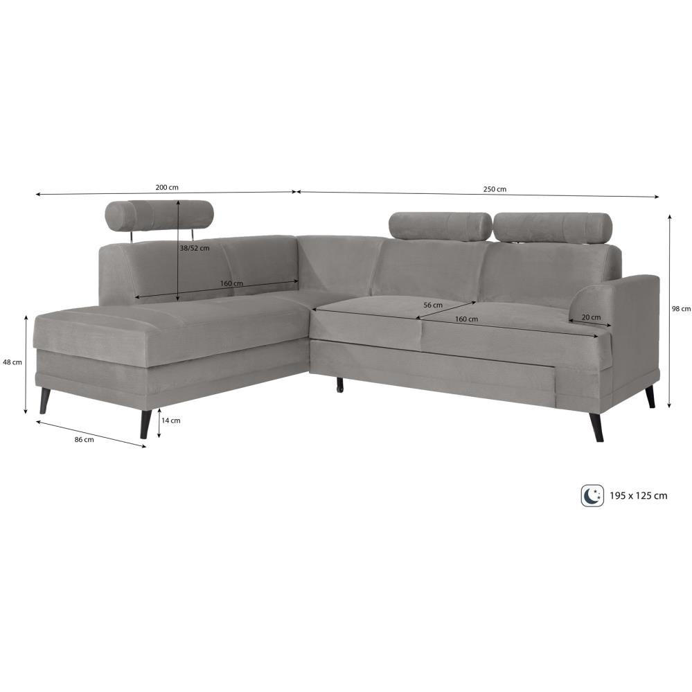 Thumbnail - Beautysofa Eckschlafsofa, Schwarz, Textil, L-Form,L-Form, 250x200 cm, Wohnzimmer, Sofas & Couches, Wohnlandschaften, Eck...