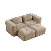 2-SITZER-SOFA DE-34428 modular mit 2 Hockern Sand - Sandfarben, Textil (162/67/198cm) - ComfortXL