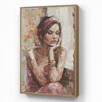 NÁSTĚNNÁ LAMPA S AKUMULÁTOREM Žena - vzhled malby - portrét - moderní 60x90 cm - hnědá, kompozitní dřevo (60/90/8cm) - OnlyWow