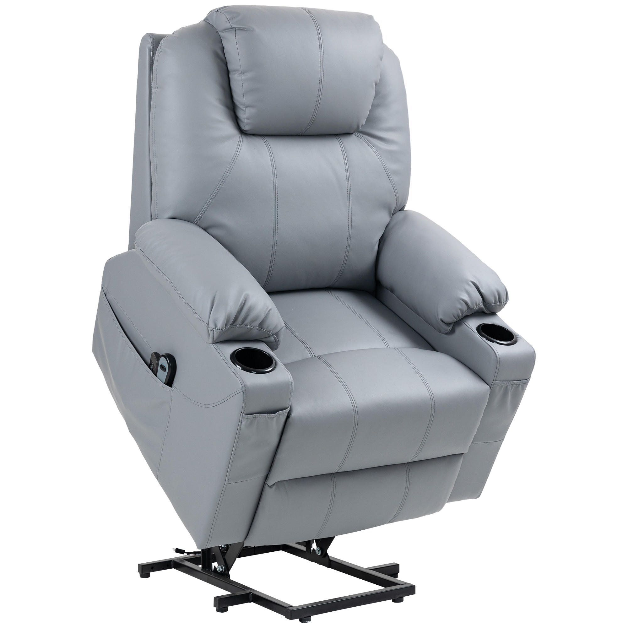 SESSEL mit Aufstehhilfe, Grau - Grau, Kunststoff (99/106/88cm) - HOMCOM