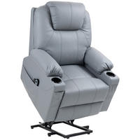 SESSEL mit Aufstehhilfe, Grau - Grau, Kunststoff (99/106/88cm) - HOMCOM
