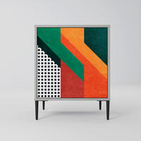 SIDEBOARD MAKESHIFT ARTISTRY, Grau, 57,5x42x72,5 cm, Schwarze Metallfüße - Multicolor/Schwarz, Holzwerkstoff/Metall (57.5/72.5/42cm) - SpaceRebels