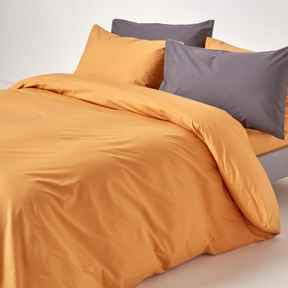 BETTWÄSCHE Perkal Fadendichte 200 - Gelb, Textil (260/220cm) - Homescapes