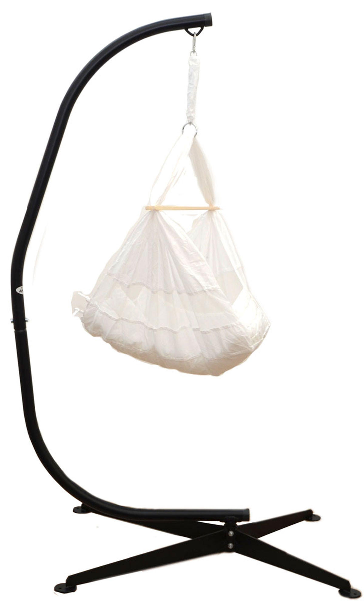 BABY-FEDERWIEGE inkl. Gestell, 205cm, bis 15kg, Weiß - Weiß, Textil (79/205/112cm) - Amanka