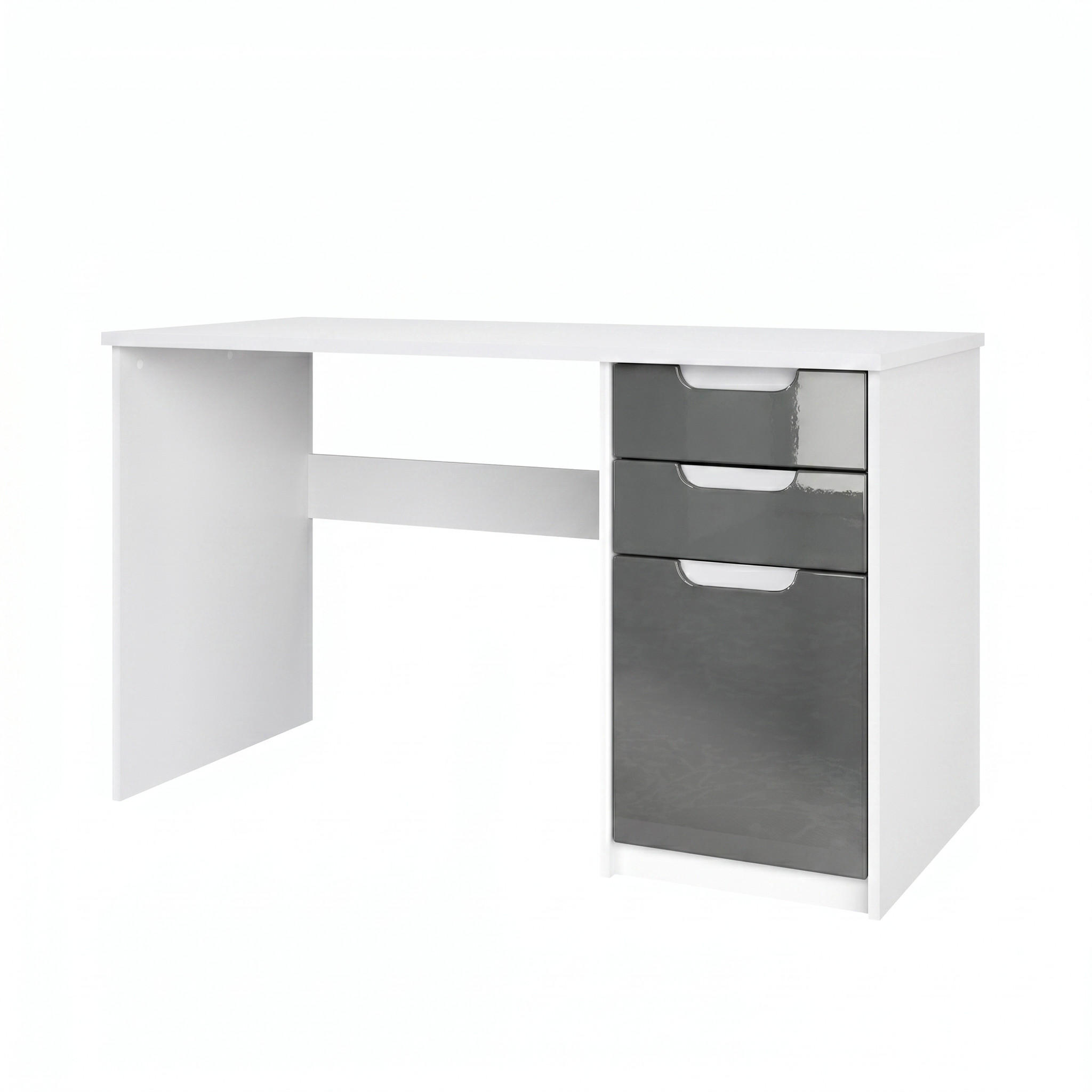 SCHREIBTISCH Logan Fronten in Grau Hochglanz - Grau, Holzwerkstoff (60/129/76cm) - Vladon