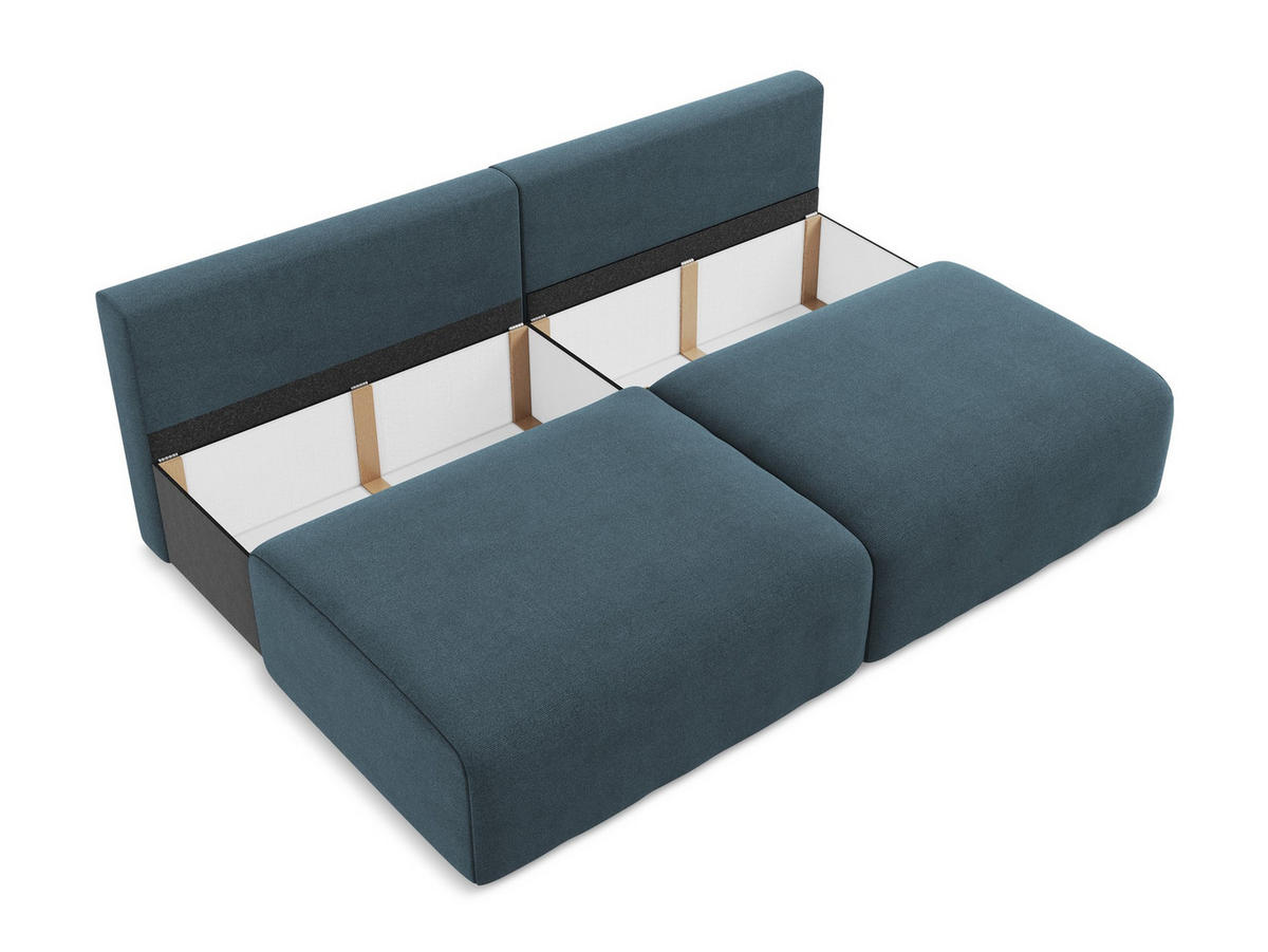 3-SITZER SOFA mit Schlaffunktion Strukturstoff Stoff Blau - Blau/Pink, Kunststoff/Textil (216/79/102cm) - Makamii