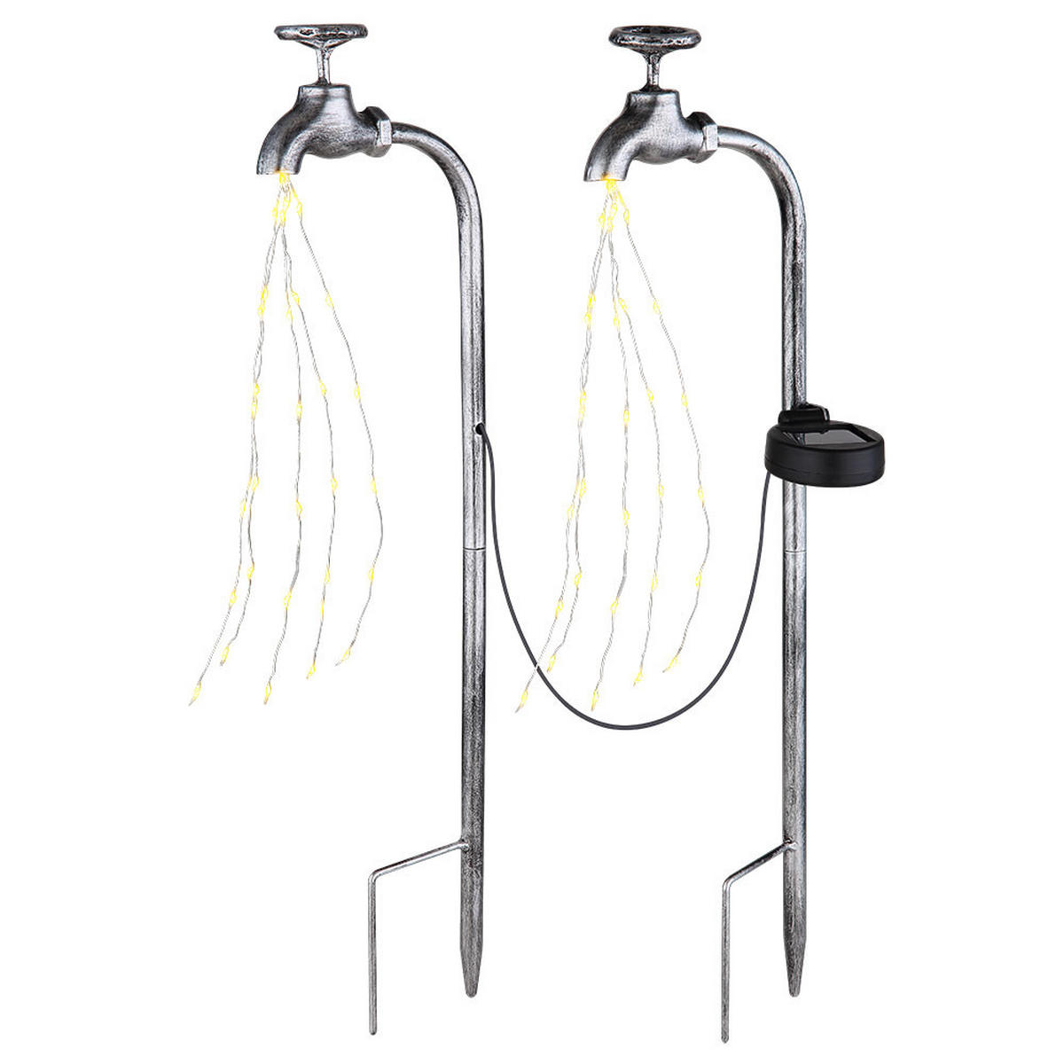 LED AUSSENLEUCHTE Solarleuchte Silber - Silberfarben, Metall (13/4.5/53cm) - Globo Lighting