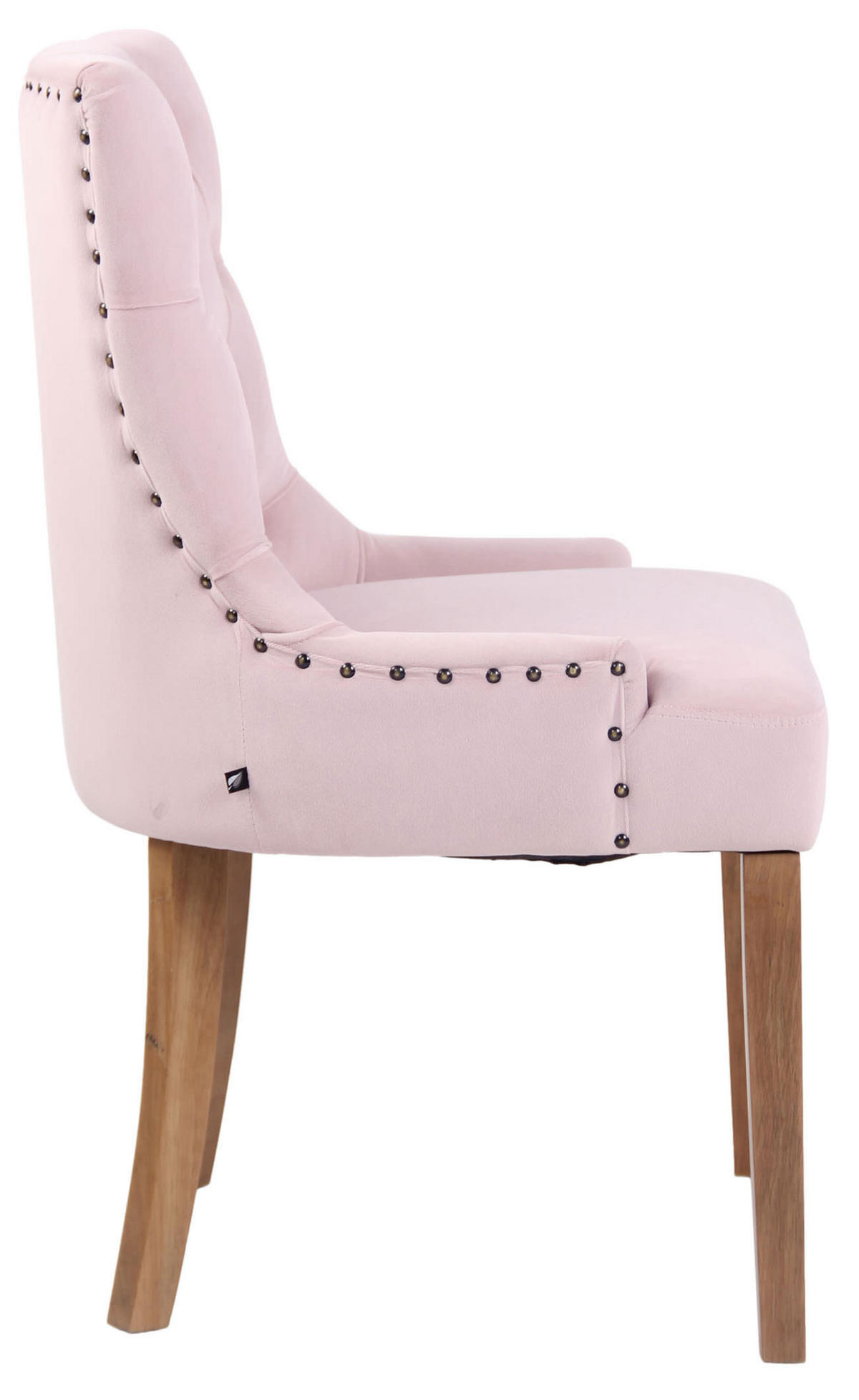ESSZIMMERSTUHL Aboli Samt, antik-hell Pink - Hellbraun/Rosa, Holz/Textil (55/92/58cm) - TPFLiving