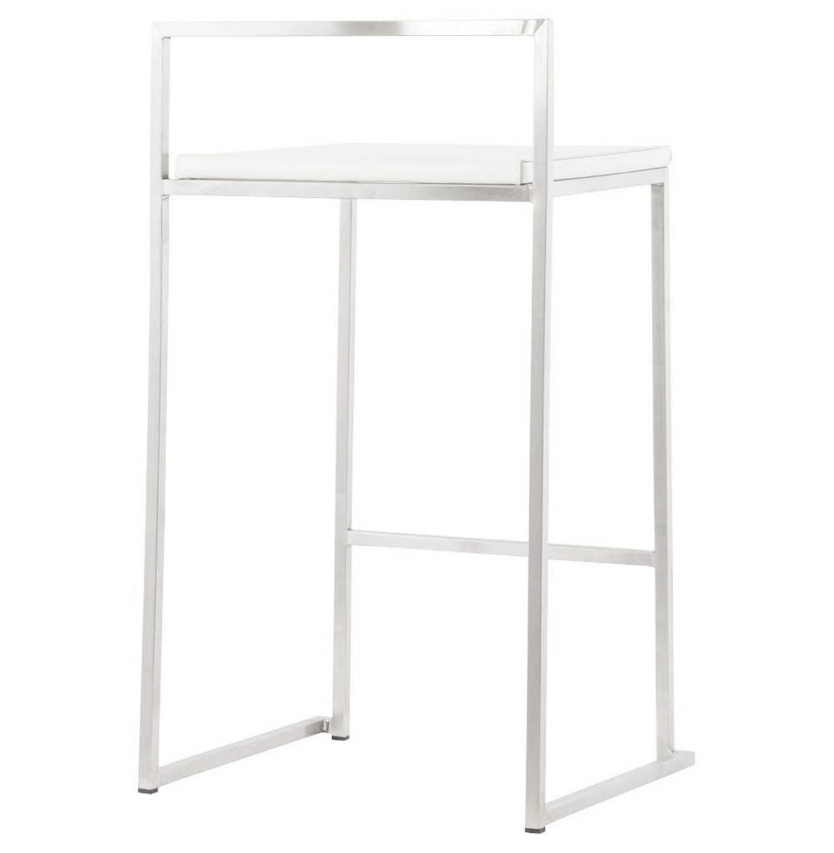 BARHOCKER Kunstleder Stahlrahmen Sitzhöhe 65cm Industrial LEXARIX MINI, Weiß 44x41x76,5 cm - Silberfarben/Weiß, Kunststoff/Textil (43/77/41cm) - KADIMA DESIGN