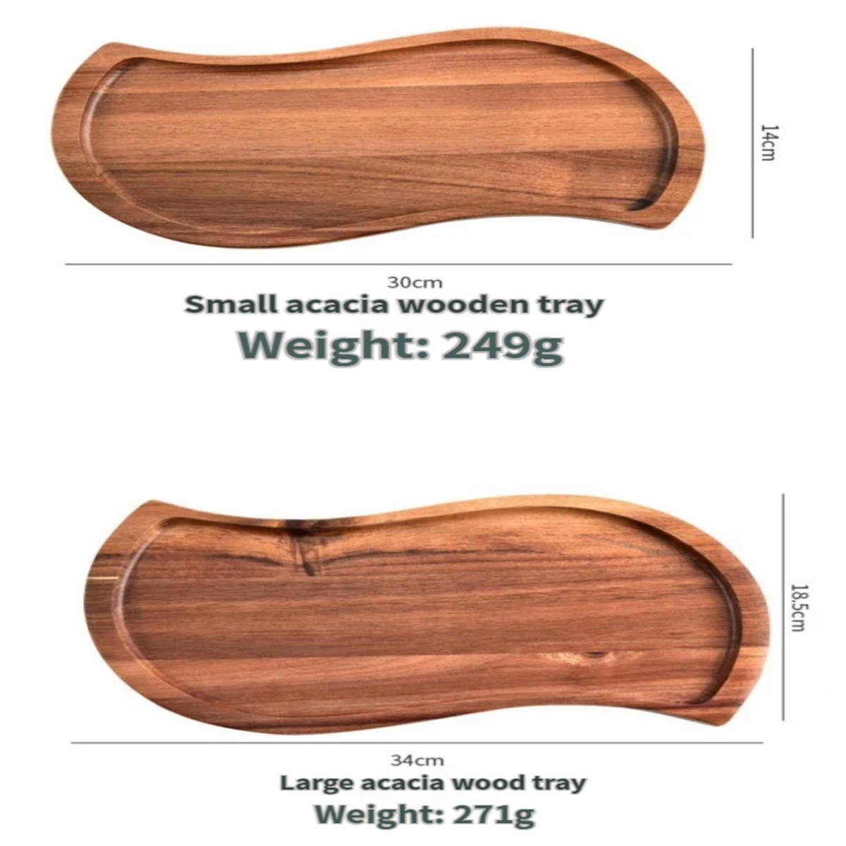 TABLETT, braun, Holz, S-förmig (Groß: 34 × 18,5 cm + Klein: 30 × 14 cm) - Braun, Holz (18.5/2/34cm) - Authentics