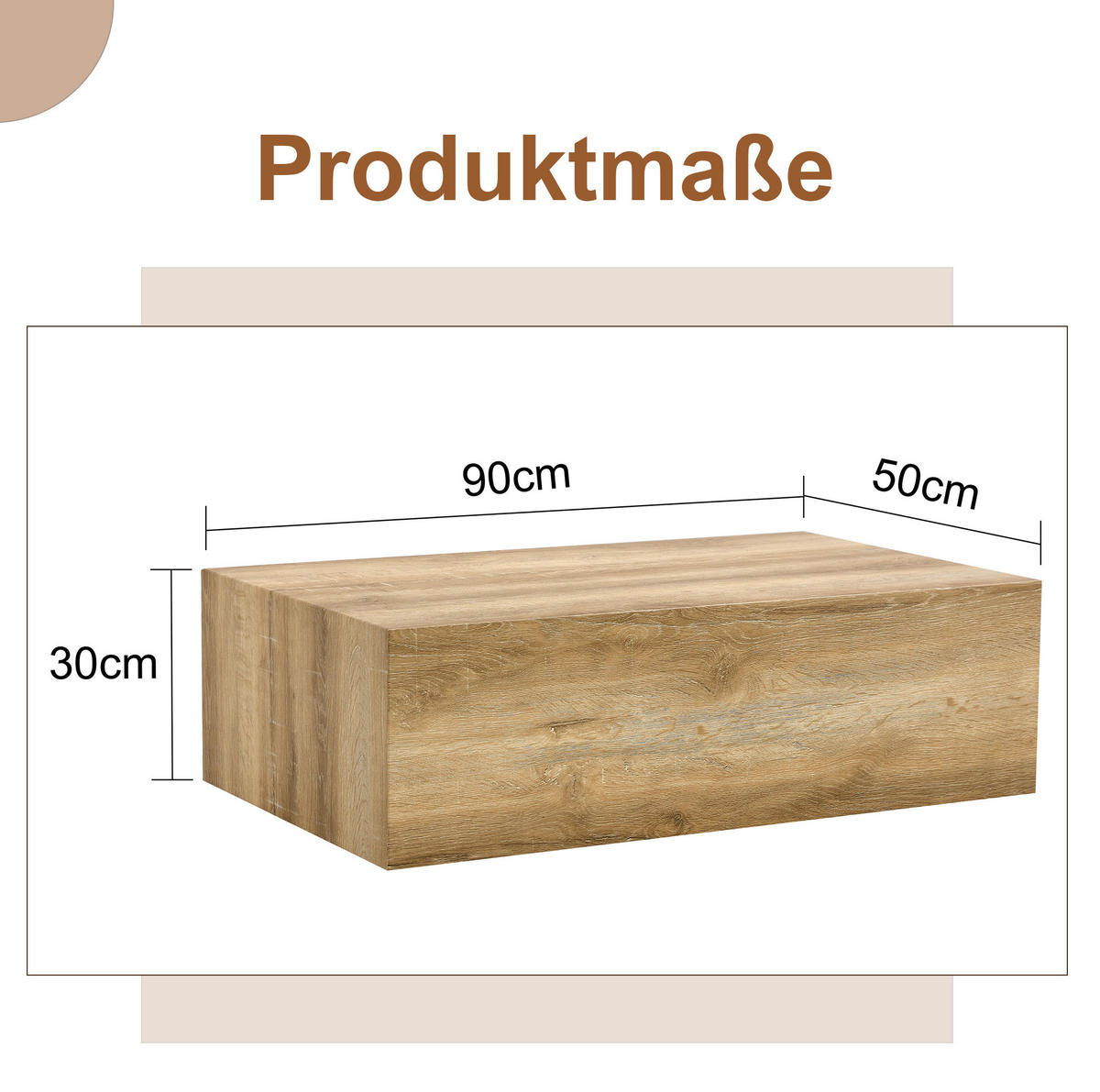 KLUBSKA miza, 90/50/30 cm, MDF v videzu lesa - naravne barve, leseni material (90/50/30cm) - BEAOK