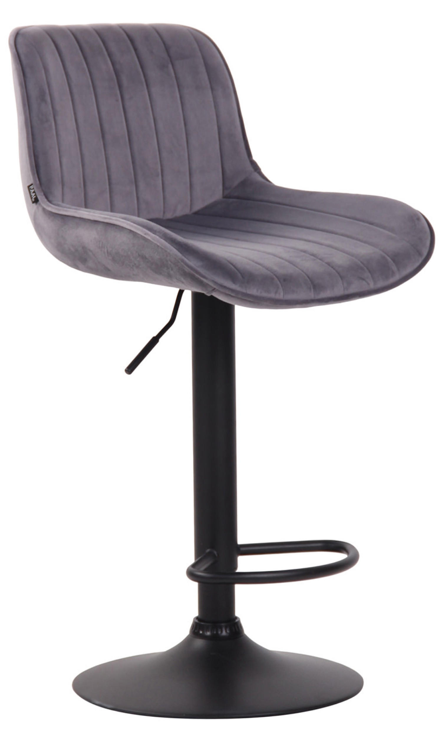 BARHOCKER Lento, Gestell schwarz, Samt Dunkelgrau - Dunkelgrau/Schwarz, Textil/Metall (50/100/50cm) - TPFLiving