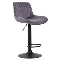 BARHOCKER Lento, Gestell schwarz, Samt Dunkelgrau - Dunkelgrau/Schwarz, Textil/Metall (50/100/50cm) - TPFLiving
