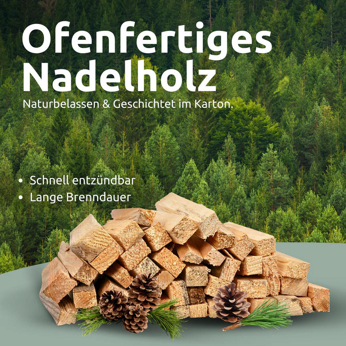 ANFEUERHOLZ Anzündholz 30kg Nadelholz trocken - Braun, Holz (50/50/40cm) - DELUKE