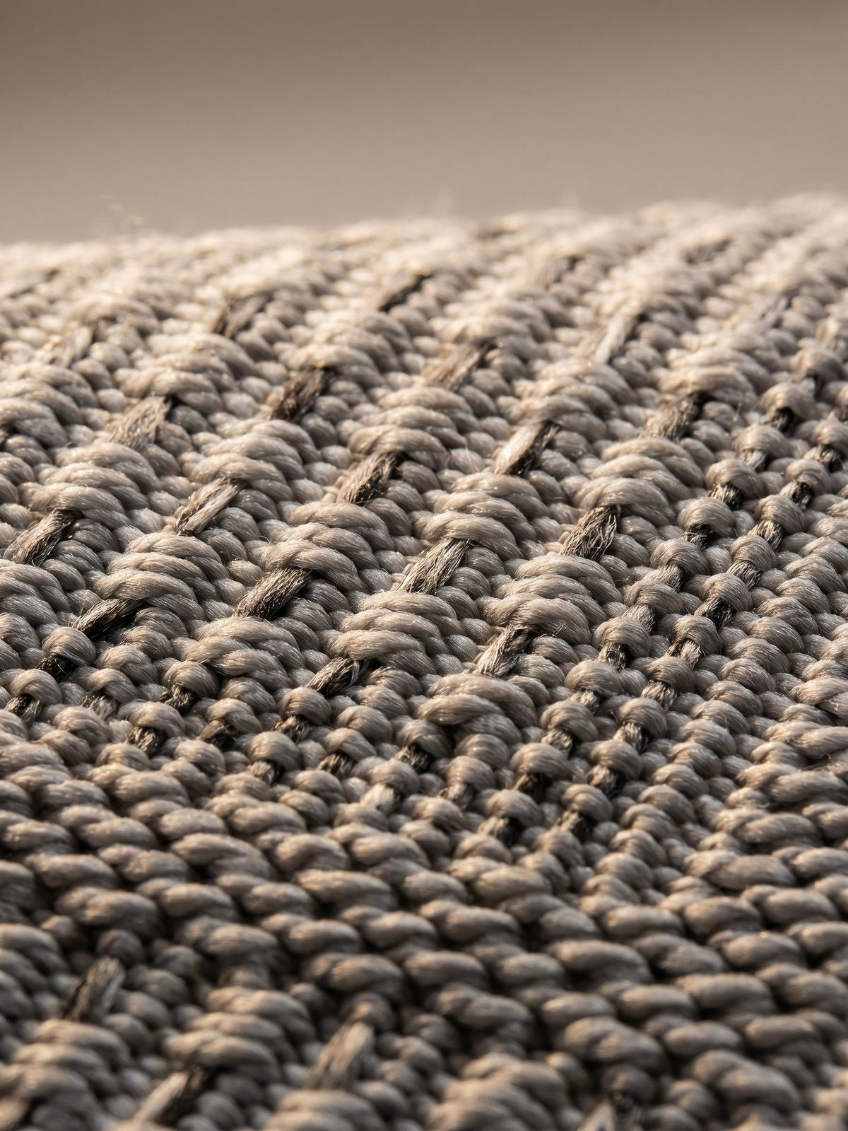 TEPPICH Outdoor VENTOUX in Grau, mit Bordüre, Ø 200 cm - Grau, Textil (200/200cm) - KADIMA DESIGN