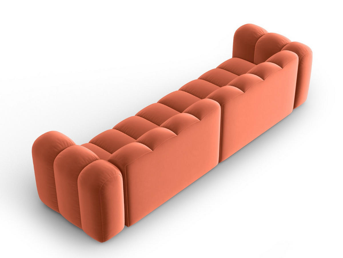 SOFA modular Lupine aus Samt koralle 4 Sitzplätze - Koralle, Textil (95/70/290cm) - Micadoni