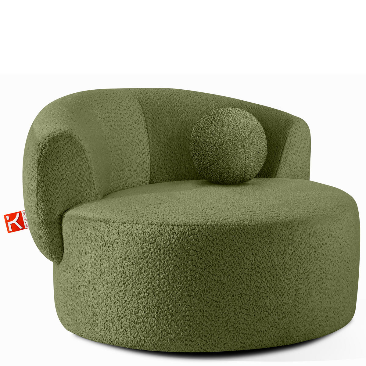 DREHSESSEL VIRA, Oliv, Chenille - Schwarz/Olivgrün, Holz/Holzwerkstoff (105/76/100cm) - KONSIMO®