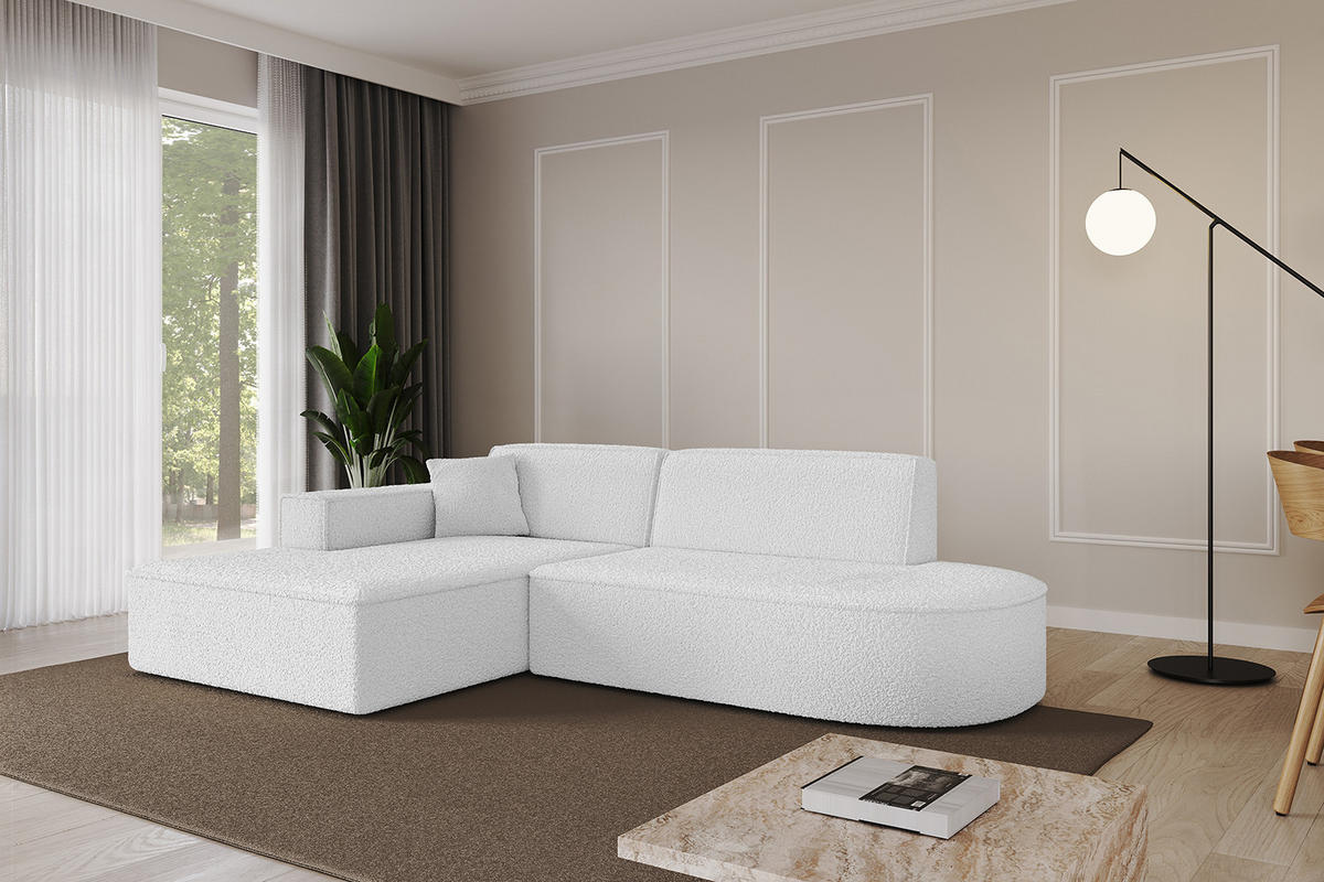 ECKSOFA Ottomane Links IREA-L1-v4 - 232x165x77 cm Weiß - Weiß, Holzwerkstoff/Textil (232/165cm) - ALTDECOR