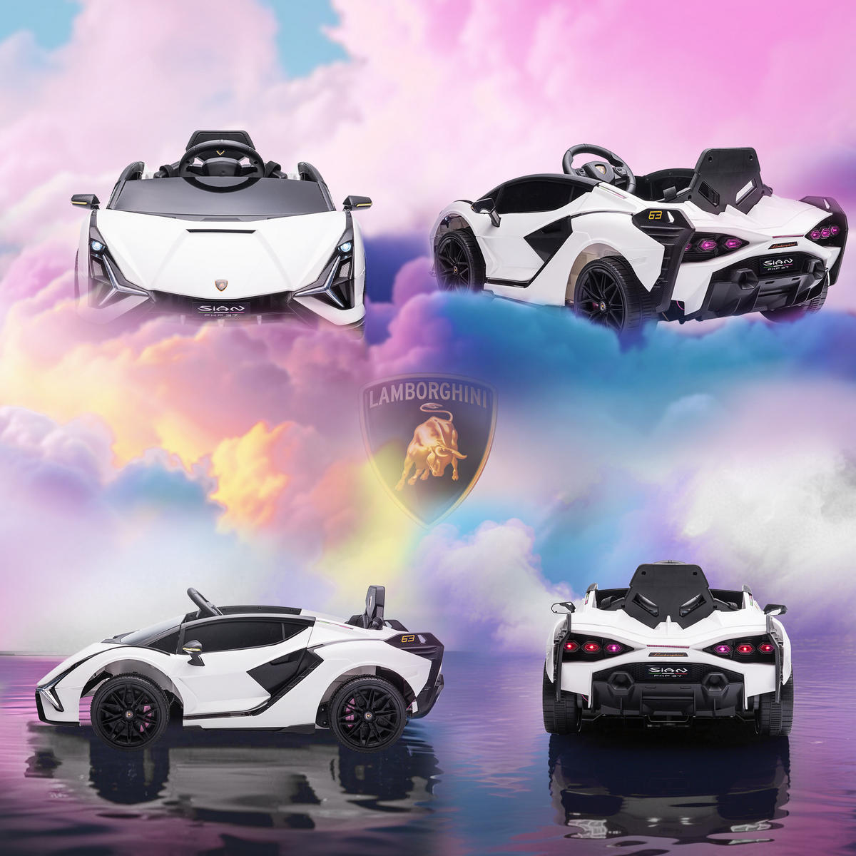 KINDER-ELEKTROAUTO DE-06093 Lamborghini lizenziert mit 2,4G Fernbedienung Weiß - Weiß, Kunststoff/Metall (108/62/40cm) - ComfortXL