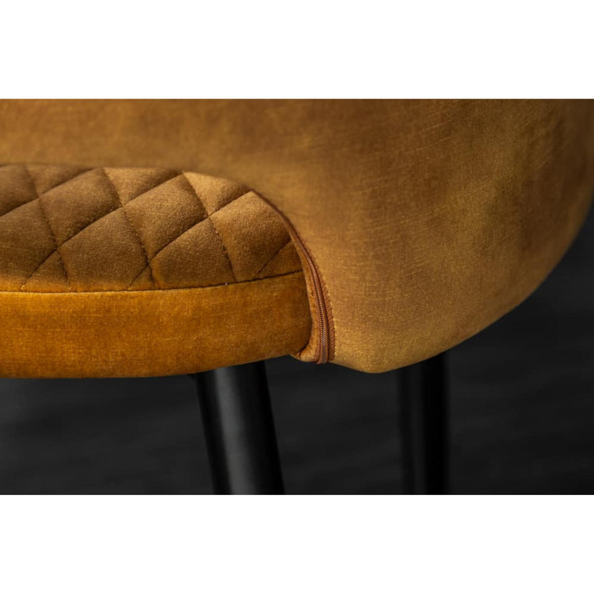 STUHL PARIS Samt Senfgelb, Gold - Gelb/Goldfarben, Textil/Metall (56/81/57cm) - riess-ambiente