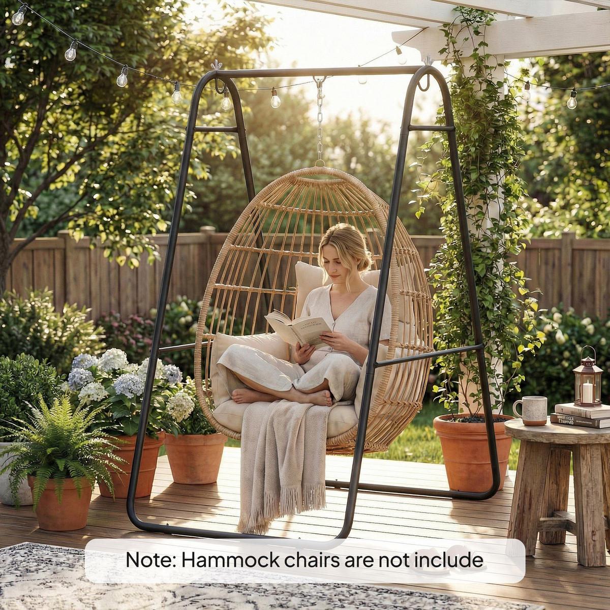 HÄNGESESSELGESTELL Stahl Schwarz - Schwarz, Metall (132/104/183cm) - Outsunny