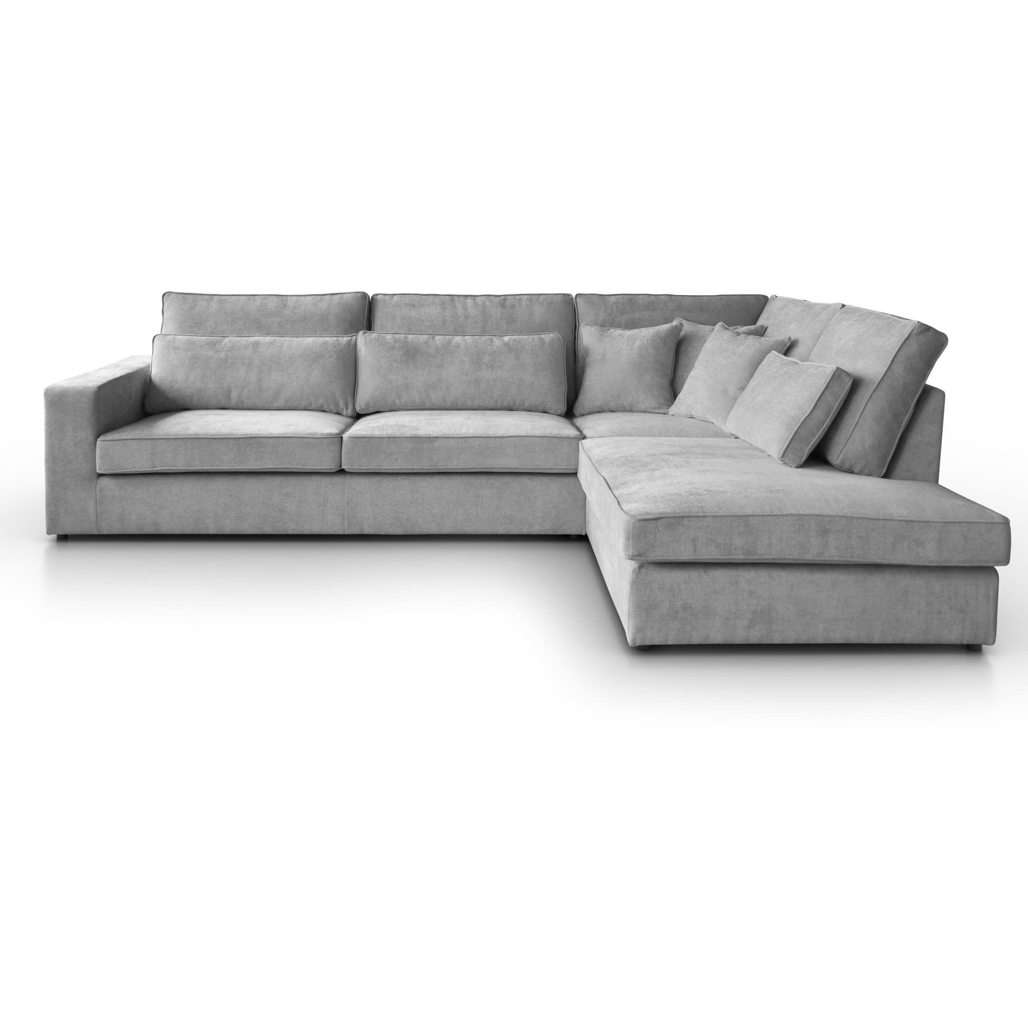 ECKSOFA Parma ohne Schlaffunktion hellgrau rechts - Hellgrau/Schwarz, Textil (314/224cm) - Beautysofa