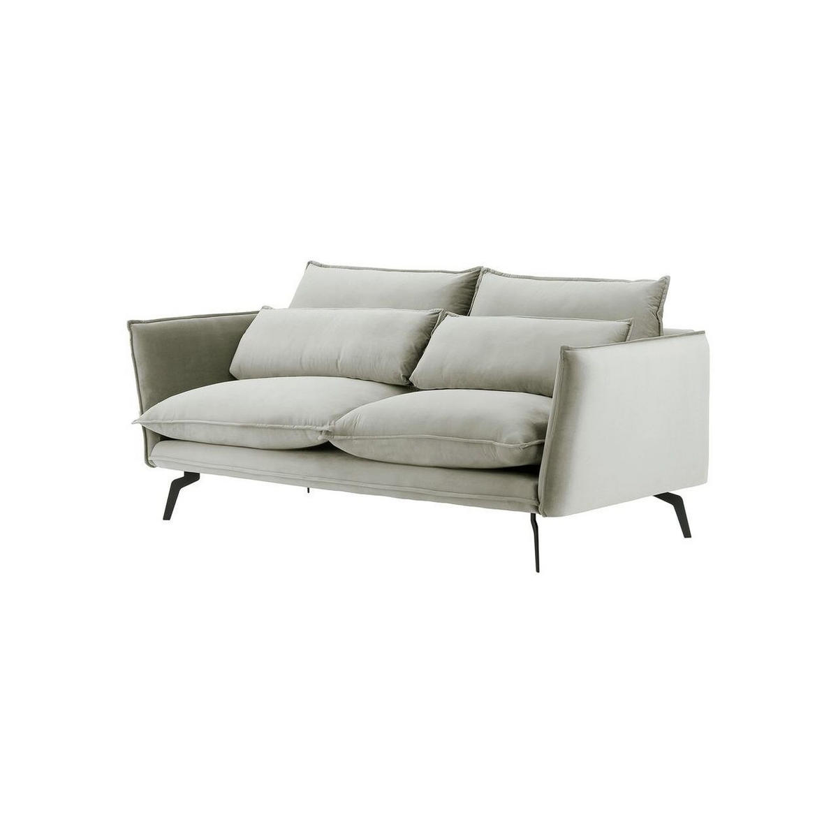 SOFA Layla 2,5-Sitzer-Velluto 15 - Hellgrau, Holz/Textil (197/95/98cm)