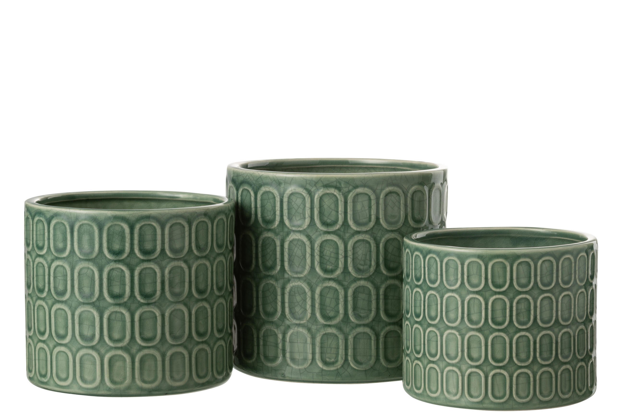 BLUMENTOPF OVAL - Töpferei - Grün - L - Ø 17 cm - Grün, Keramik (17/16cm) - J-Line