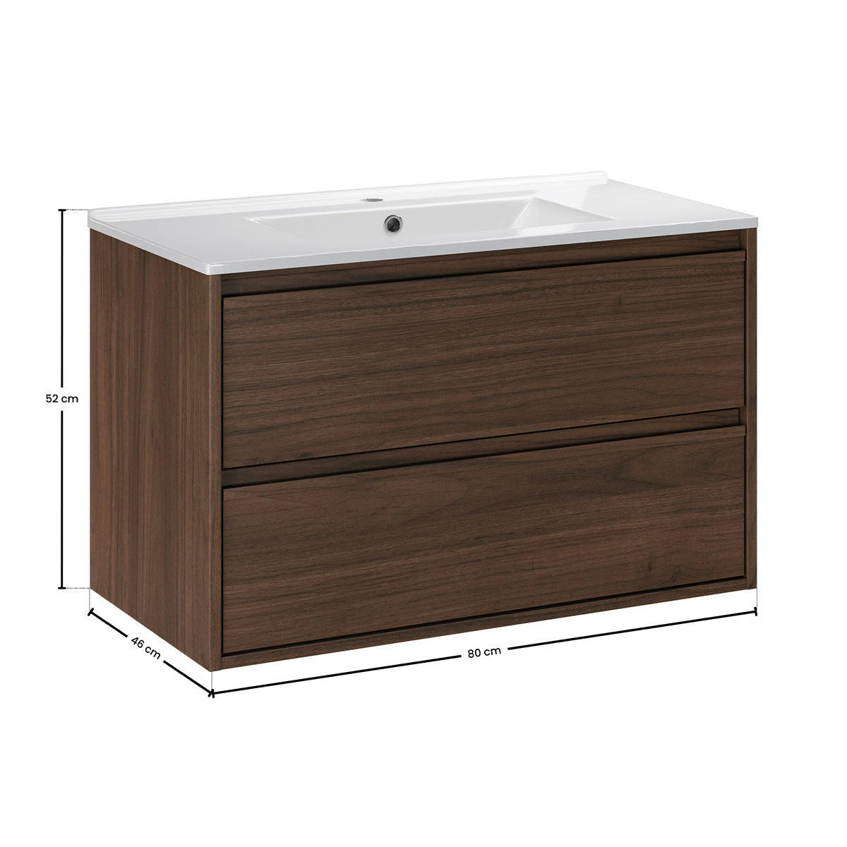 UMIVAONIK 81cm Edmé Tamno drvo - smeđa, drvni materijal (81/52/46cm) - Petits-meubles