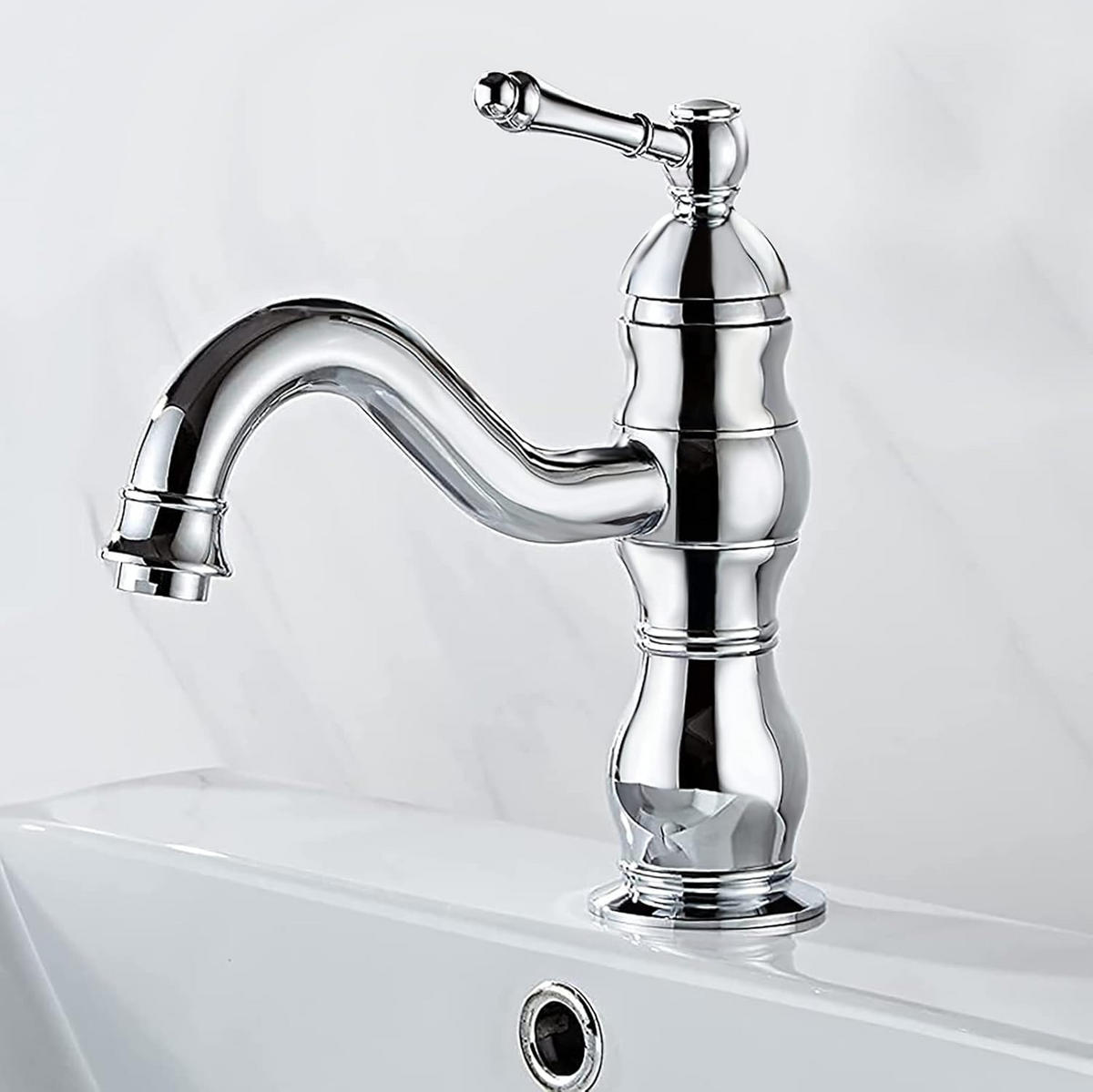 WASCHTISCHARMATUR, 360° schwenkbarer Waschtischhahn ,Warm- und Kaltwasser - Grau, Metall (24/20/6.2cm) - BELZ