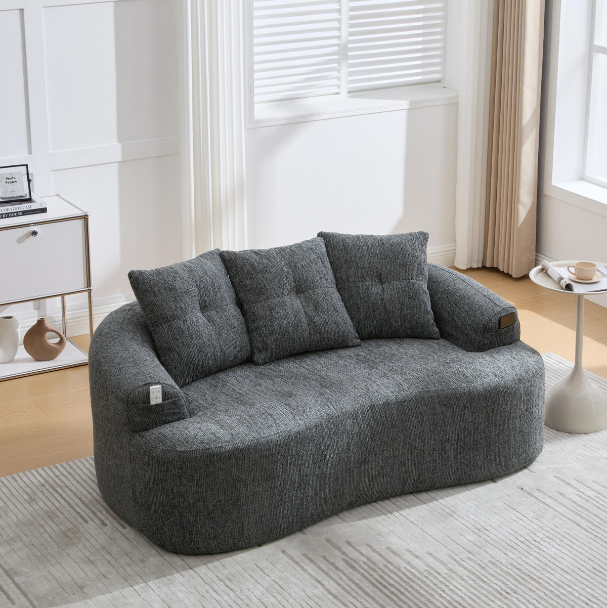 SOFA 2-Sitzer 164 x 92 x 60 cm Chenille Grau - Grau, Holzwerkstoff (164/60/92cm) - Meubliv