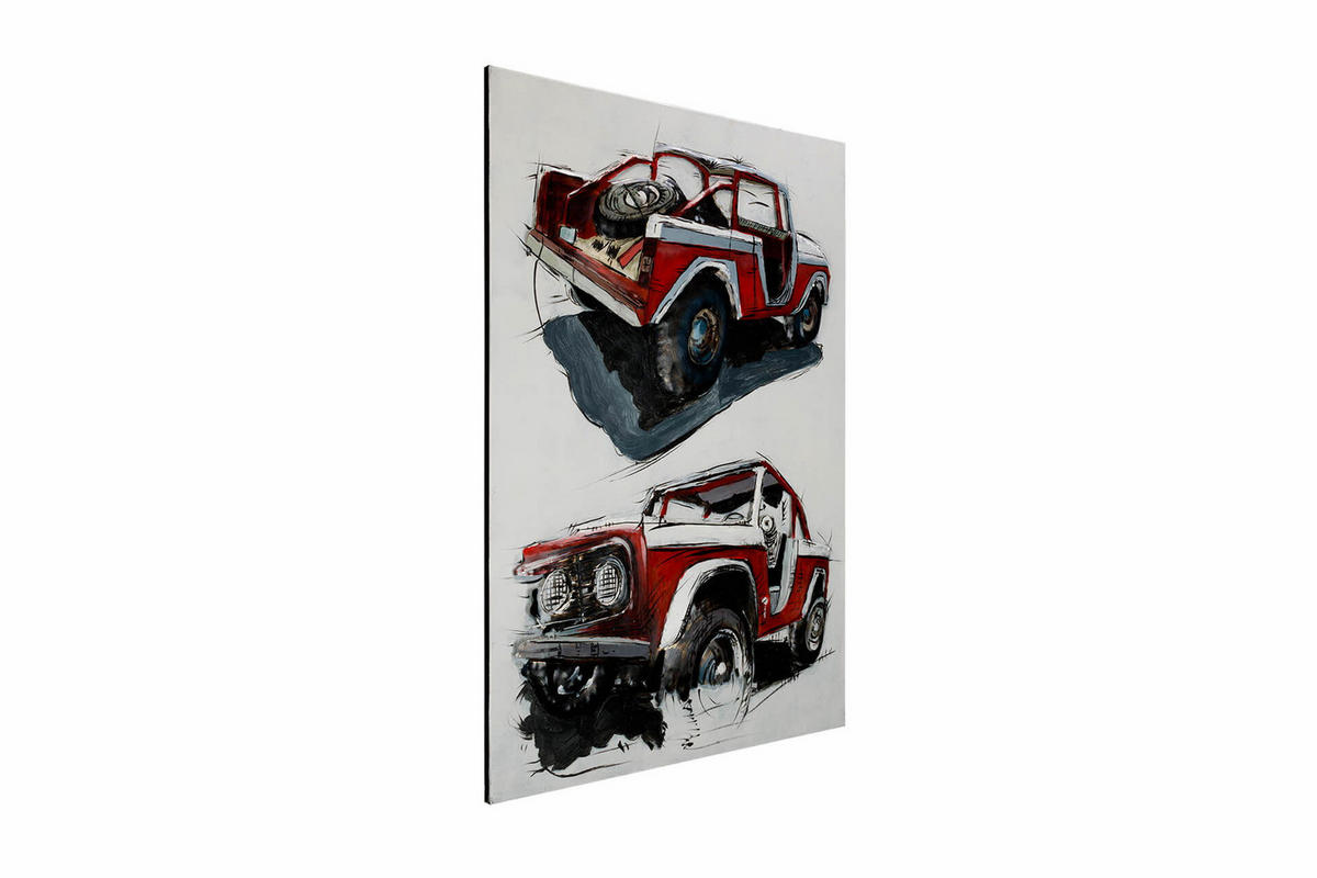 METALLBILD Rot 60/90 cm - Rot/Grau, Metall (4.8/90cm) - KUNSTLOFT