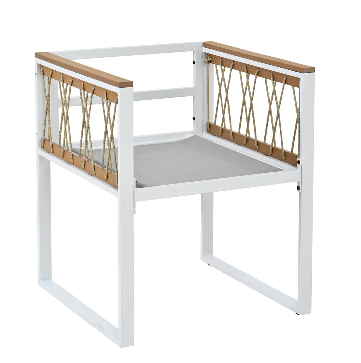 GARTENSETS aus Metall & Rattan 117x117x73,5 cm in Weiß - Weiß, Metall - Modfu