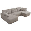 WOHNLANDSCHAFT CUBO U Beige Struktur - Beige/Schwarz, Kunststoff/Textil (370/100/187cm) - MKS