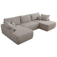 WOHNLANDSCHAFT CUBO U Beige Struktur - Beige/Schwarz, Kunststoff/Textil (370/100/187cm) - MKS