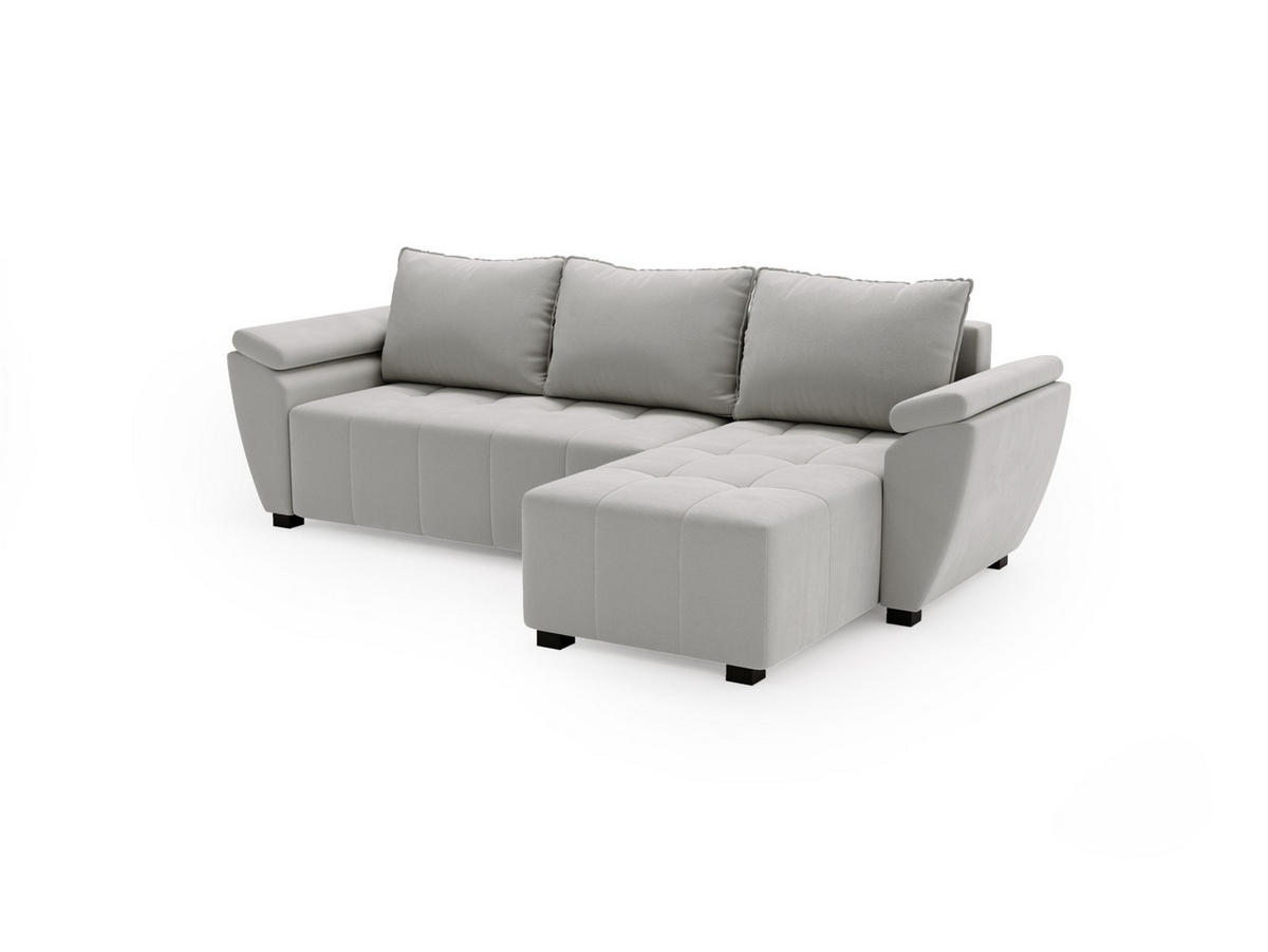 ECKSOFA ZEUS L Monolith 84 Rechts mit Schlaffunktion - Grau, Textil (251/140cm) - Bedante