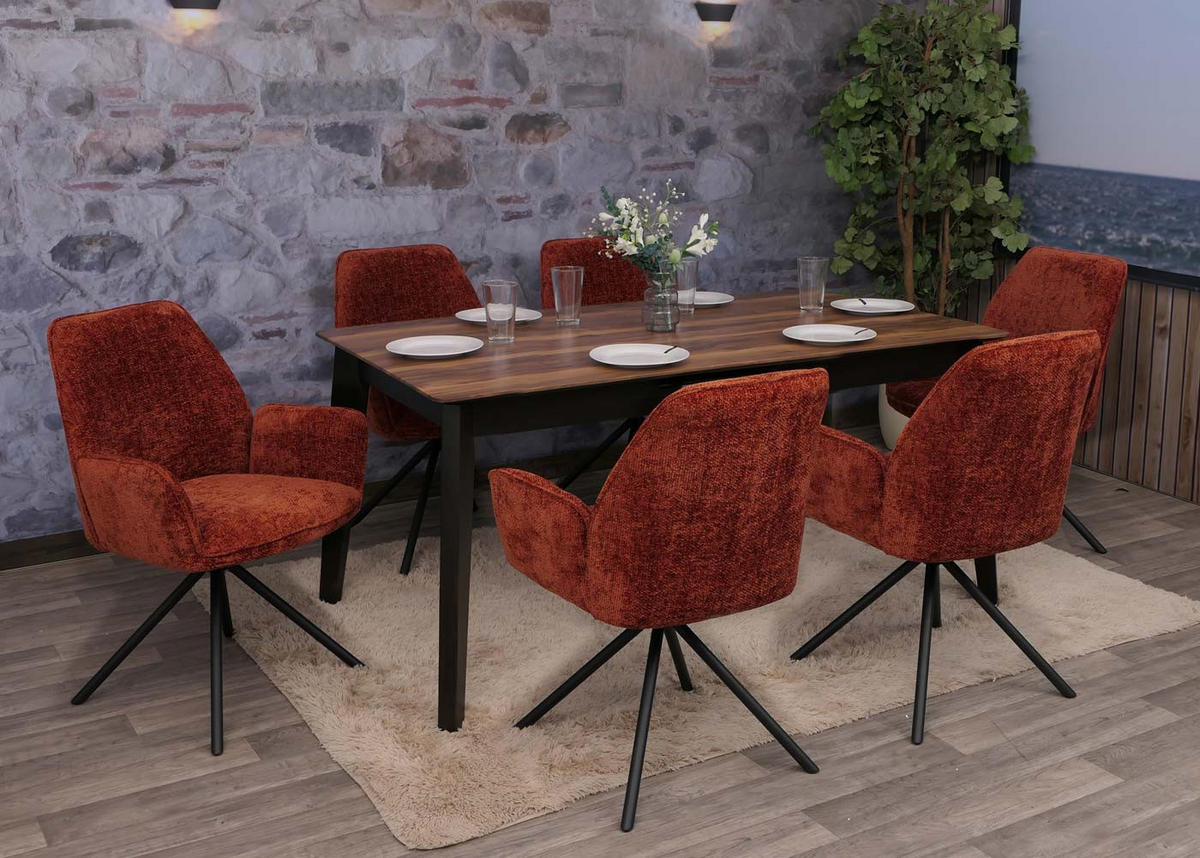 ESSZIMMERSTUHL Rot, Schwarz 6er-Set - Rot/Schwarz, Textil (60/86/60cm) - MCW