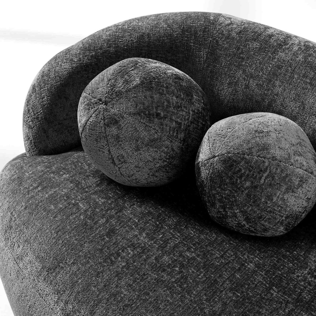 3-SITZER-SOFA NELUM, Chenille-Stoff, Anthrazit - Anthrazit/Schwarz, Holz/Holzwerkstoff (190/68/88cm) - KONSIMO®